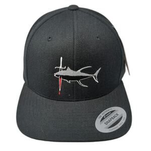 Fishworks Snapback Black One Size Green Underbrim Fish Sword Logo Embroidery Hat
